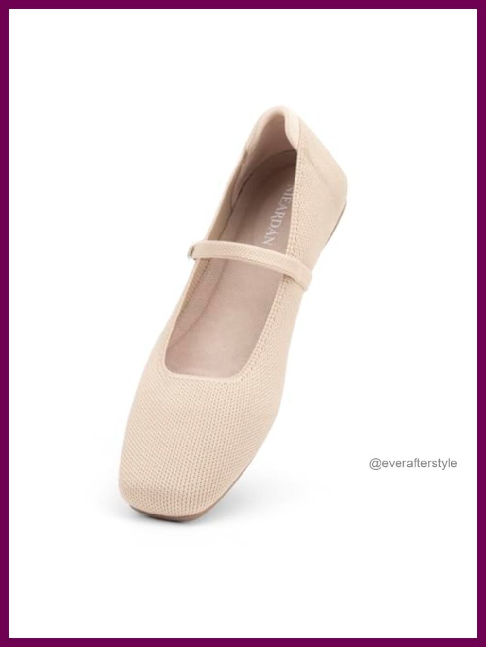 NIEARDAN Women's Square Toe Knit Ballet Flats Slip On Mary Jane Shoes